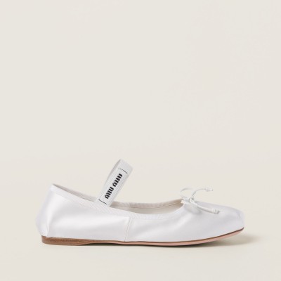 Miu Miu Satin Ballerinas White Miu Miu Satin Ballerinas White