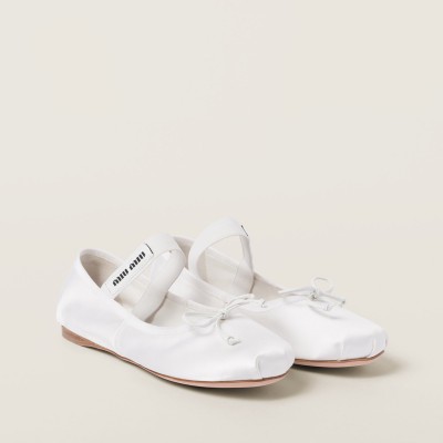 Miu Miu Satin Ballerinas White Miu Miu Satin Ballerinas White