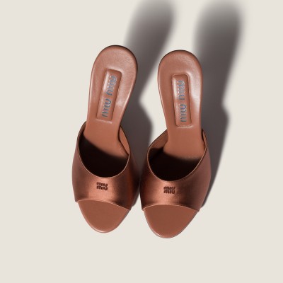 Miu Miu Satin Sandals Cocoa Brown Miu Miu Satin Sandals Cocoa Brown