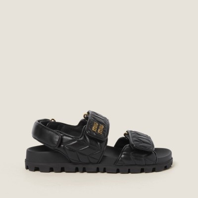 Miu Miu Sporty Matelasse Nappa Leather Sandals Black Miu Miu Sporty Matelasse Nappa Leather Sandals Black