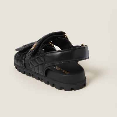 Miu Miu Sporty Matelasse Nappa Leather Sandals Black Miu Miu Sporty Matelasse Nappa Leather Sandals Black