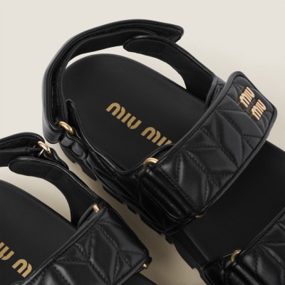 Miu Miu Sporty Matelasse Nappa Leather Sandals Black Miu Miu Sporty Matelasse Nappa Leather Sandals Black