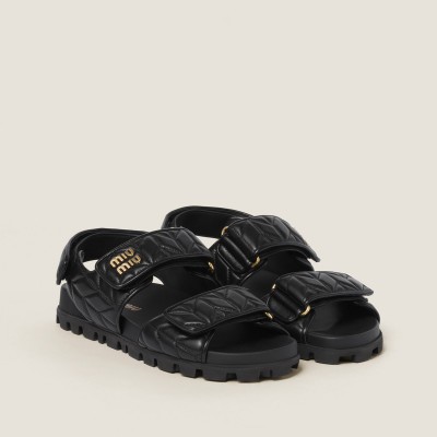 Miu Miu Sporty Matelasse Nappa Leather Sandals Black Miu Miu Sporty Matelasse Nappa Leather Sandals Black