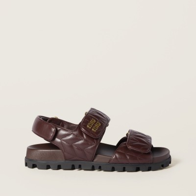 Miu Miu Sporty Matelasse Nappa Leather Sandals Briarwood Miu Miu Sporty Matelasse Nappa Leather Sandals Briarwood