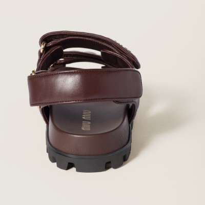 Miu Miu Sporty Matelasse Nappa Leather Sandals Briarwood Miu Miu Sporty Matelasse Nappa Leather Sandals Briarwood