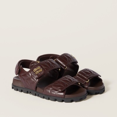 Miu Miu Sporty Matelasse Nappa Leather Sandals Briarwood Miu Miu Sporty Matelasse Nappa Leather Sandals Briarwood