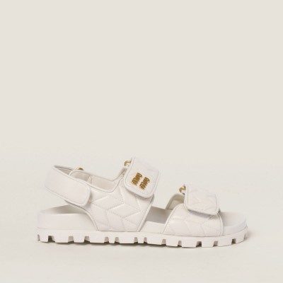 Miu Miu Sporty Matelasse Nappa Leather Sandals White Miu Miu Sporty Matelasse Nappa Leather Sandals White