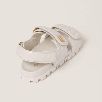 Miu Miu Sporty Matelasse Nappa Leather Sandals White Miu Miu Sporty Matelasse Nappa Leather Sandals White