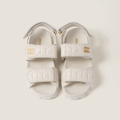 Miu Miu Sporty Matelasse Nappa Leather Sandals White Miu Miu Sporty Matelasse Nappa Leather Sandals White