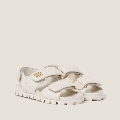 Miu Miu Sporty Matelasse Nappa Leather Sandals White Miu Miu Sporty Matelasse Nappa Leather Sandals White