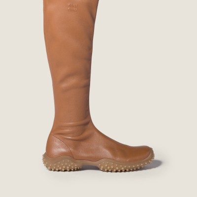 Miu Miu Stretch Nappa Leather Boots Caramel
