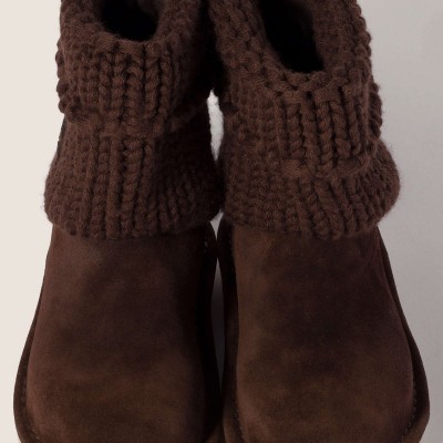 Miu Miu Suede And Knit Booties Dark Brown Miu Miu Suede And Knit Booties Dark Brown