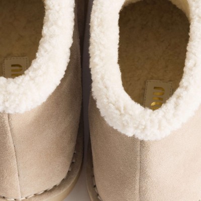 Miu Miu Suede And Shearling Booties Desert Beige