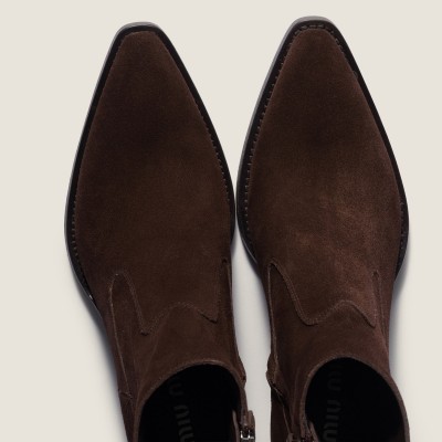 Miu Miu Suede Ankle Boots Dark Brown Miu Miu Suede Ankle Boots Dark Brown