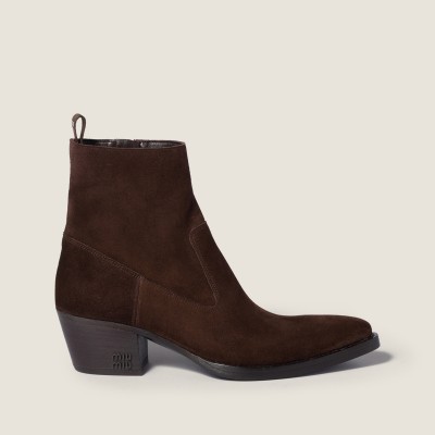 Miu Miu Suede Ankle Boots Dark Brown Miu Miu Suede Ankle Boots Dark Brown