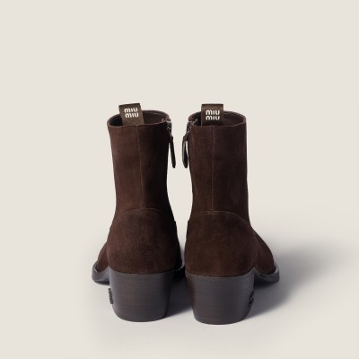 Miu Miu Suede Ankle Boots Dark Brown Miu Miu Suede Ankle Boots Dark Brown