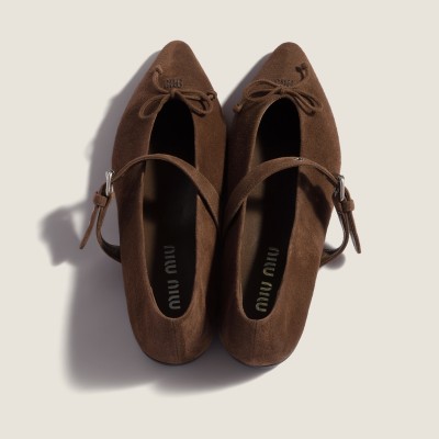 Miu Miu Suede Ballerinas Cocoa Brown Miu Miu Suede Ballerinas Cocoa Brown
