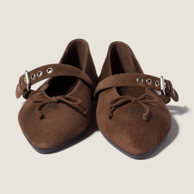 Miu Miu Suede Ballerinas Cocoa Brown Miu Miu Suede Ballerinas Cocoa Brown
