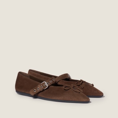 Miu Miu Suede Ballerinas Cocoa Brown Miu Miu Suede Ballerinas Cocoa Brown