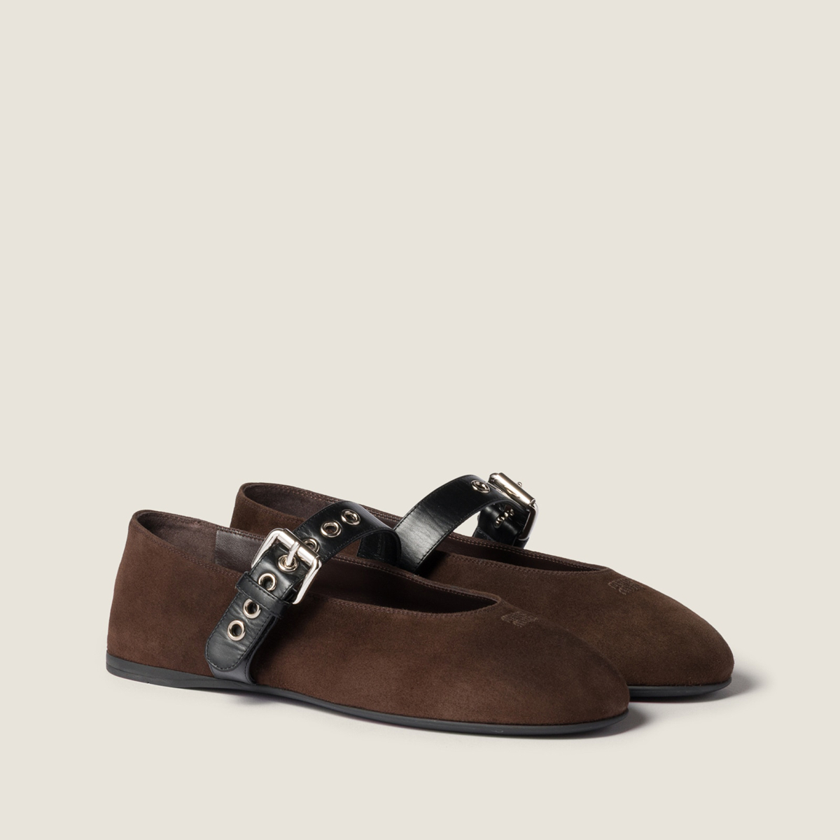 Miu Miu Suede Ballerinas Dark Brown Miu Miu Suede Ballerinas Dark Brown