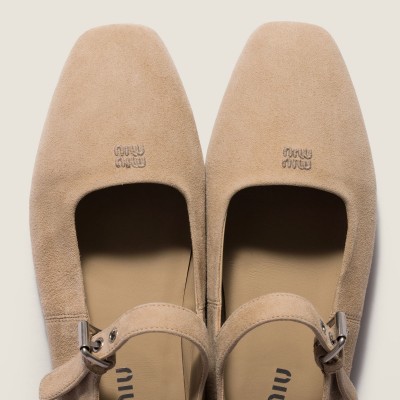 Miu Miu Suede Ballerinas Desert Beige Miu Miu Suede Ballerinas Desert Beige