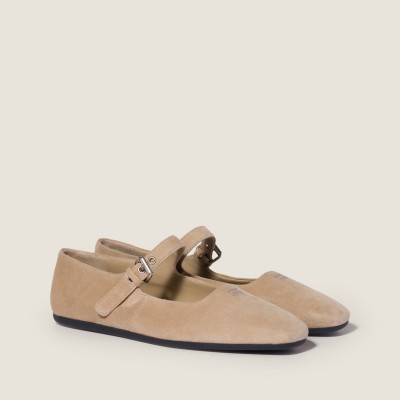 Miu Miu Suede Ballerinas Desert Beige Miu Miu Suede Ballerinas Desert Beige