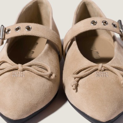 Miu Miu Suede Ballerinas Desert Beige Miu Miu Suede Ballerinas Desert Beige