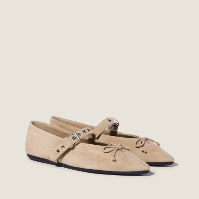 Miu Miu Suede Ballerinas Desert Beige Miu Miu Suede Ballerinas Desert Beige