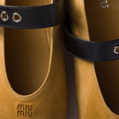 Miu Miu Suede Ballerinas Honey Miu Miu Suede Ballerinas Honey