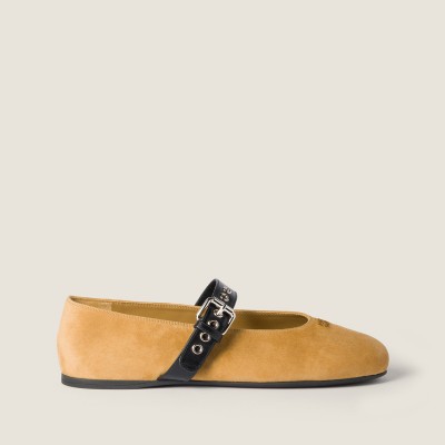 Miu Miu Suede Ballerinas Honey Miu Miu Suede Ballerinas Honey