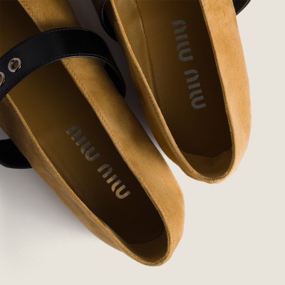 Miu Miu Suede Ballerinas Honey Miu Miu Suede Ballerinas Honey