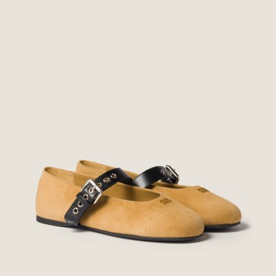 Miu Miu Suede Ballerinas Honey Miu Miu Suede Ballerinas Honey