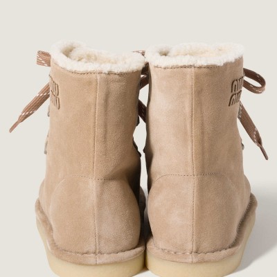 Miu Miu Suede Booties Desert Beige