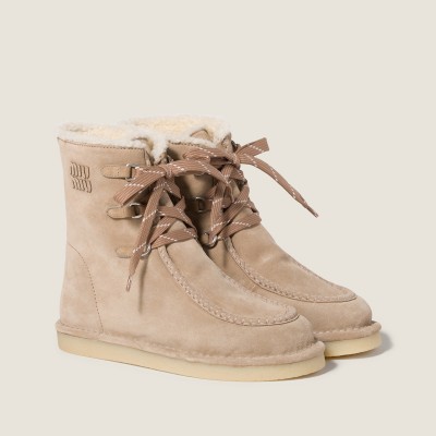 Miu Miu Suede Booties Desert Beige Miu Miu Suede Booties Desert Beige
