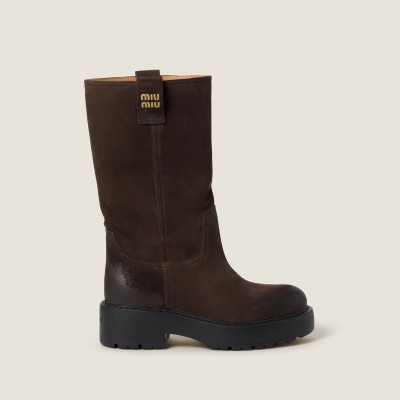 Miu Miu Suede Boots Dark Brown Miu Miu Suede Boots Dark Brown