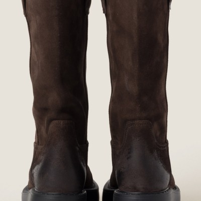 Miu Miu Suede Boots Dark Brown Miu Miu Suede Boots Dark Brown
