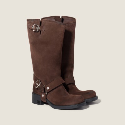 Miu Miu Suede Boots Dark Brown Miu Miu Suede Boots Dark Brown