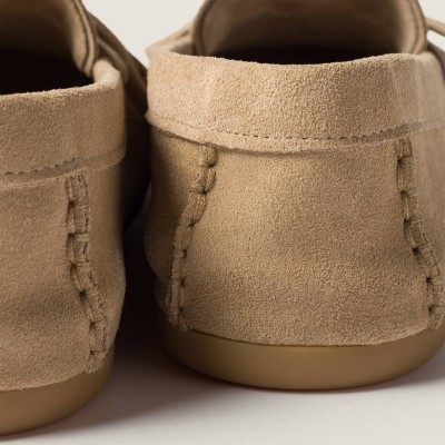 Miu Miu Suede Deck Loafers Desert Beige