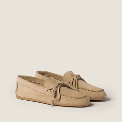 Miu Miu Suede Deck Loafers Desert Beige Miu Miu Suede Deck Loafers Desert Beige