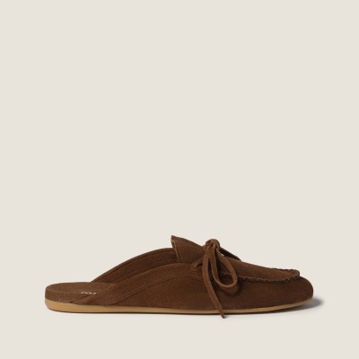Miu Miu Suede Deck Mules Cocoa Brown Miu Miu Suede Deck Mules Cocoa Brown