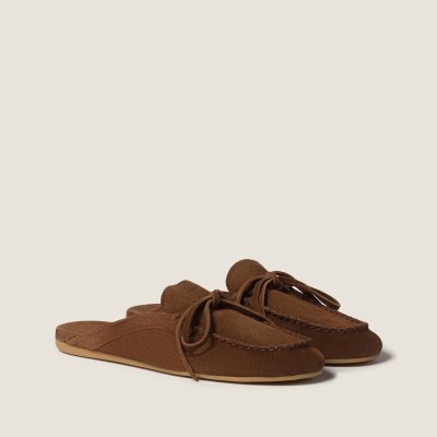 Miu Miu Suede Deck Mules Cocoa Brown