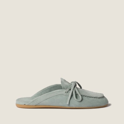 Miu Miu Suede Deck Mules Powder Blue Miu Miu Suede Deck Mules Powder Blue
