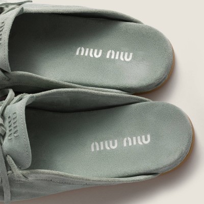 Miu Miu Suede Deck Mules Powder Blue Miu Miu Suede Deck Mules Powder Blue