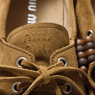 Miu Miu Suede Deck Shoes With Tassels Olive Green Miu Miu Suede Deck Shoes With Tassels Olive Green