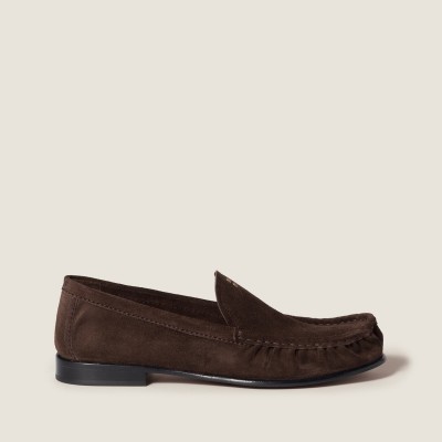 Miu Miu Suede Loafers Dark Brown Miu Miu Suede Loafers Dark Brown