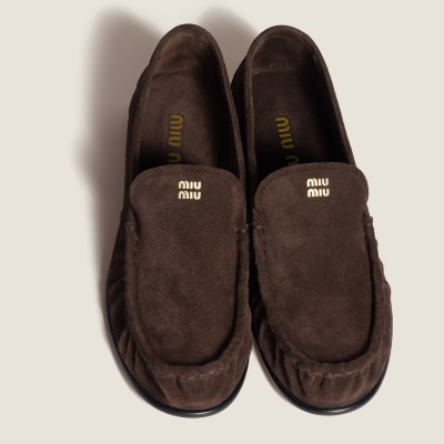 Miu Miu Suede Loafers Dark Brown Miu Miu Suede Loafers Dark Brown