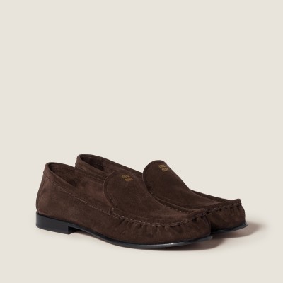 Miu Miu Suede Loafers Dark Brown Miu Miu Suede Loafers Dark Brown