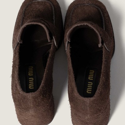Miu Miu Suede Loafers Dark Brown Miu Miu Suede Loafers Dark Brown