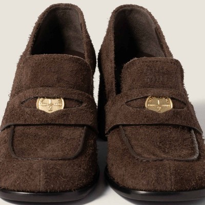 Miu Miu Suede Loafers Dark Brown Miu Miu Suede Loafers Dark Brown