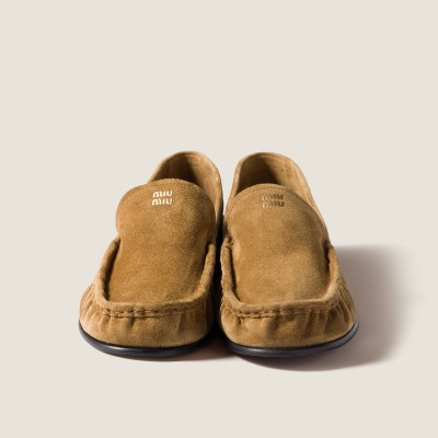 Miu Miu Suede Loafers Olive Green Miu Miu Suede Loafers Olive Green